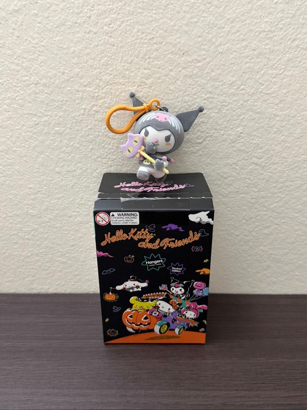 Sanrio Hello Kitty & Friends 2026 Halloween Flocked Bag Clip Keychain - Kuromi